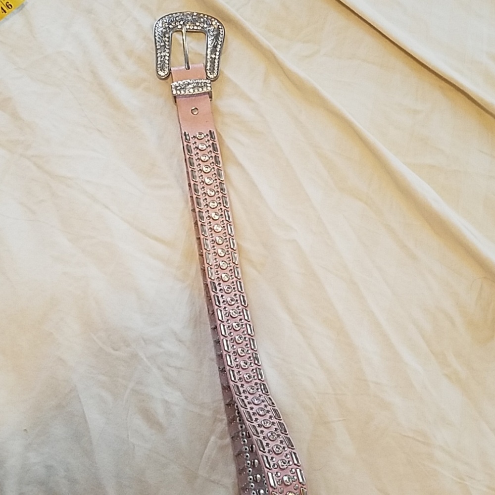 Leather rhinestone belt